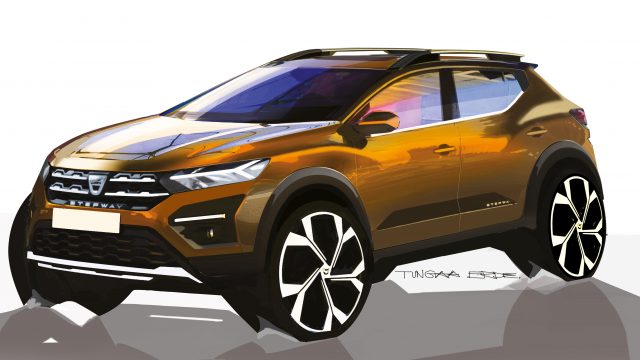 Schets Dacia Sandero driekwart voor